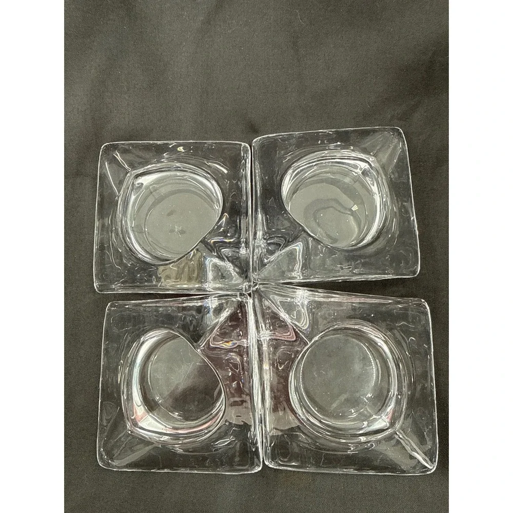 Nybro Sweden Pyramid Art Glass Set of 4 Candle Holders by Kjellstrom